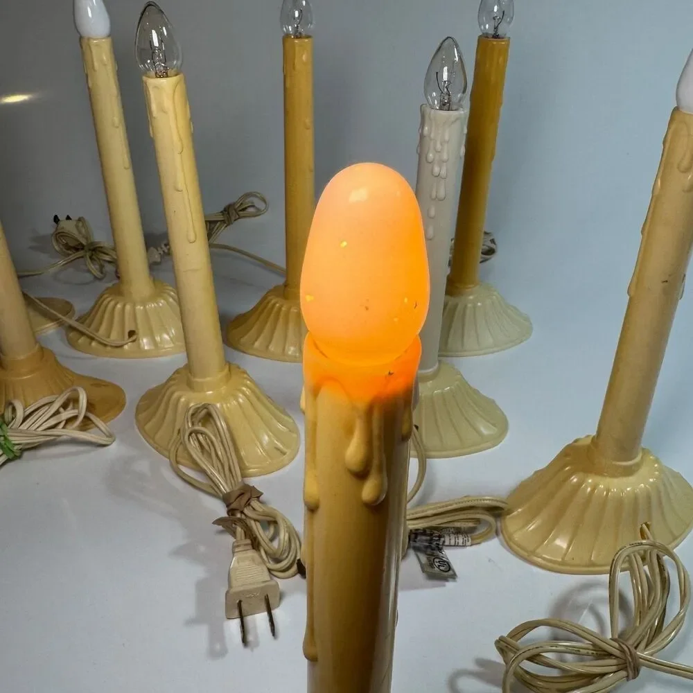 Vintage Holiday Christmas Electric Window Candles Plastic Wax Drip TESTED LOT 9
